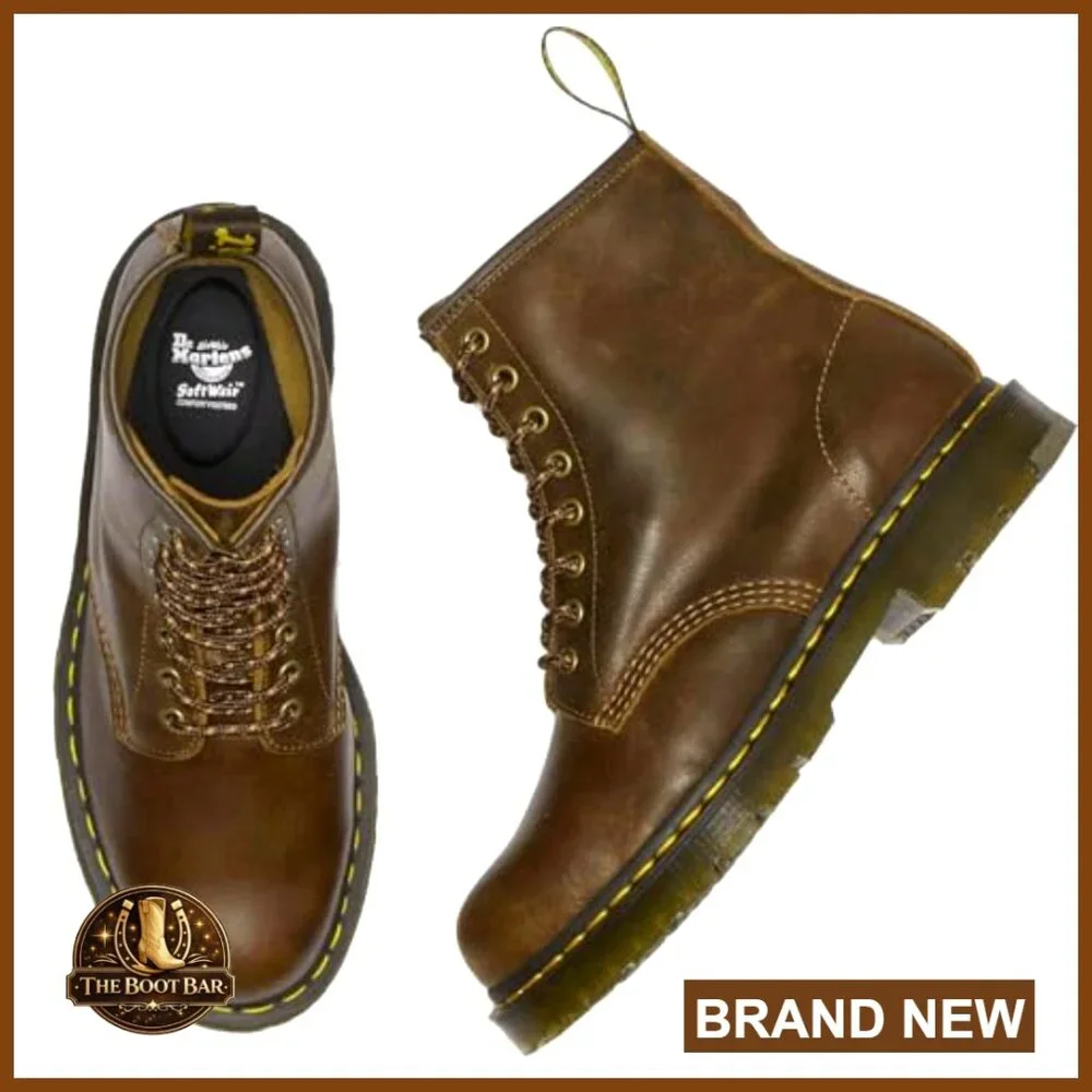 Unisex 8-Eye Combat Boots Slip Resistant Leather Work Boots